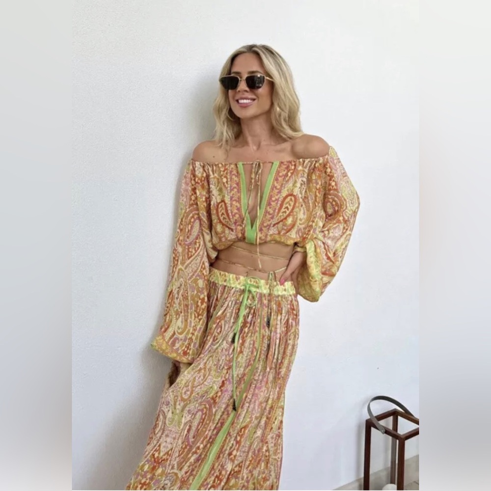 NWT Zara Limited Edition Scarf Print Maxi Boho Skirt L XL